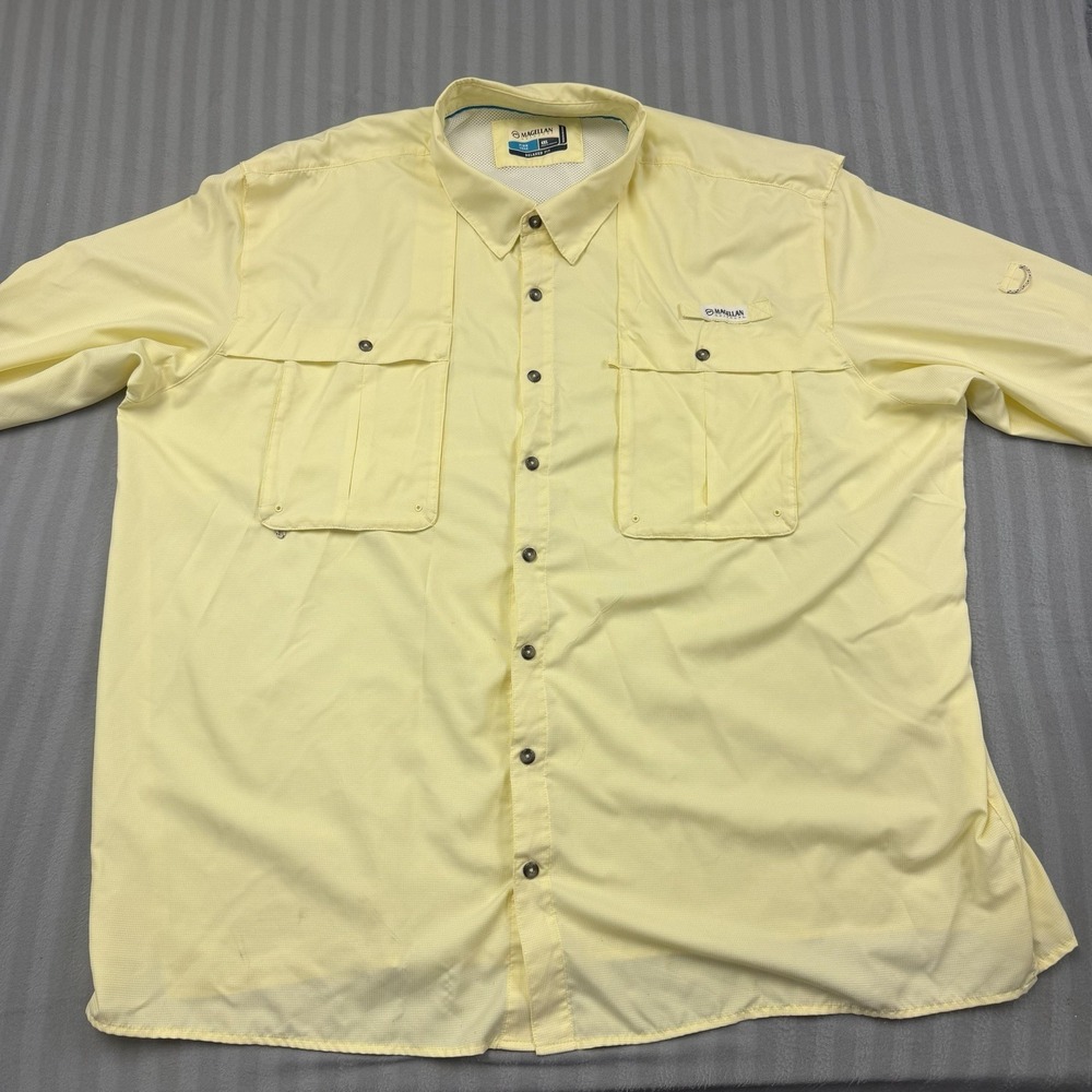 Magellan Outdoors Shirt Mens 4XL Yellow Fishing Button Down Long Sleeve Wicking